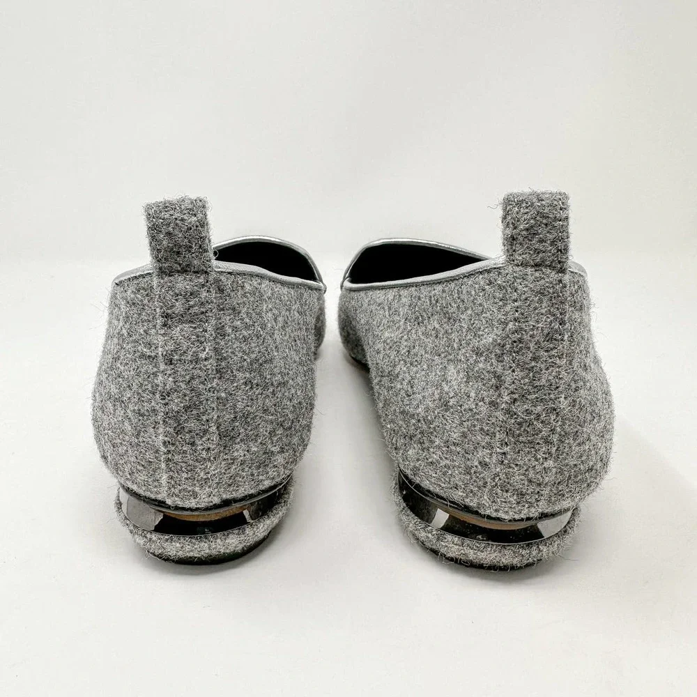 Nicholas Kirkwood Beya Wool Gray Flats Loafers Pointed Toe EU 39 US 9 - Picture 5 of 12